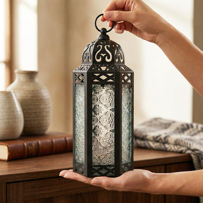 Vela Lanterns Decorative Indoor Moroccan Candle Holder, Clear, M