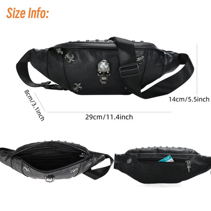 Skull Fanny Pack, Skeleton Waist Bag Multifunction PU Leather Hip Bum Bag,Gothic Fanny Bag for Men and Women,Skull Bumbags with Sturdy Zippers (Color 5)