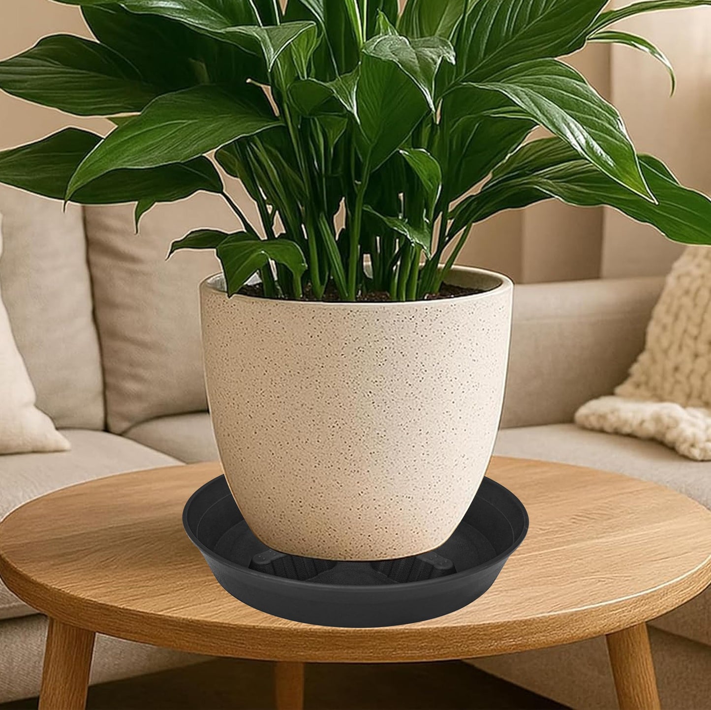 Feyvdzv 4 Pack Plant Saucer 8 inch, 10 12 14 17 inch, Plant Stand Plastic Plant Saucers for Indoors Outdoor, Heavy Duty Flower Planter Drip Trays for Pots, Pot Saucers for Plants, Grow Bags Saucers
