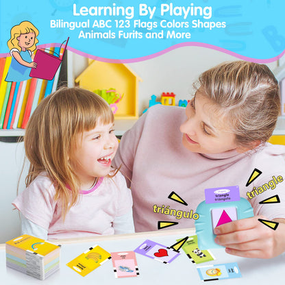 QuTZ ABC Learning Flash Cards for Toddlers 2-4 Bilingual Spanish English, Autism Toys, Speech Therapy Toys, Educational Learning Talking Sight Words Flash Cards for Boys and Girls, 275 Sight Words