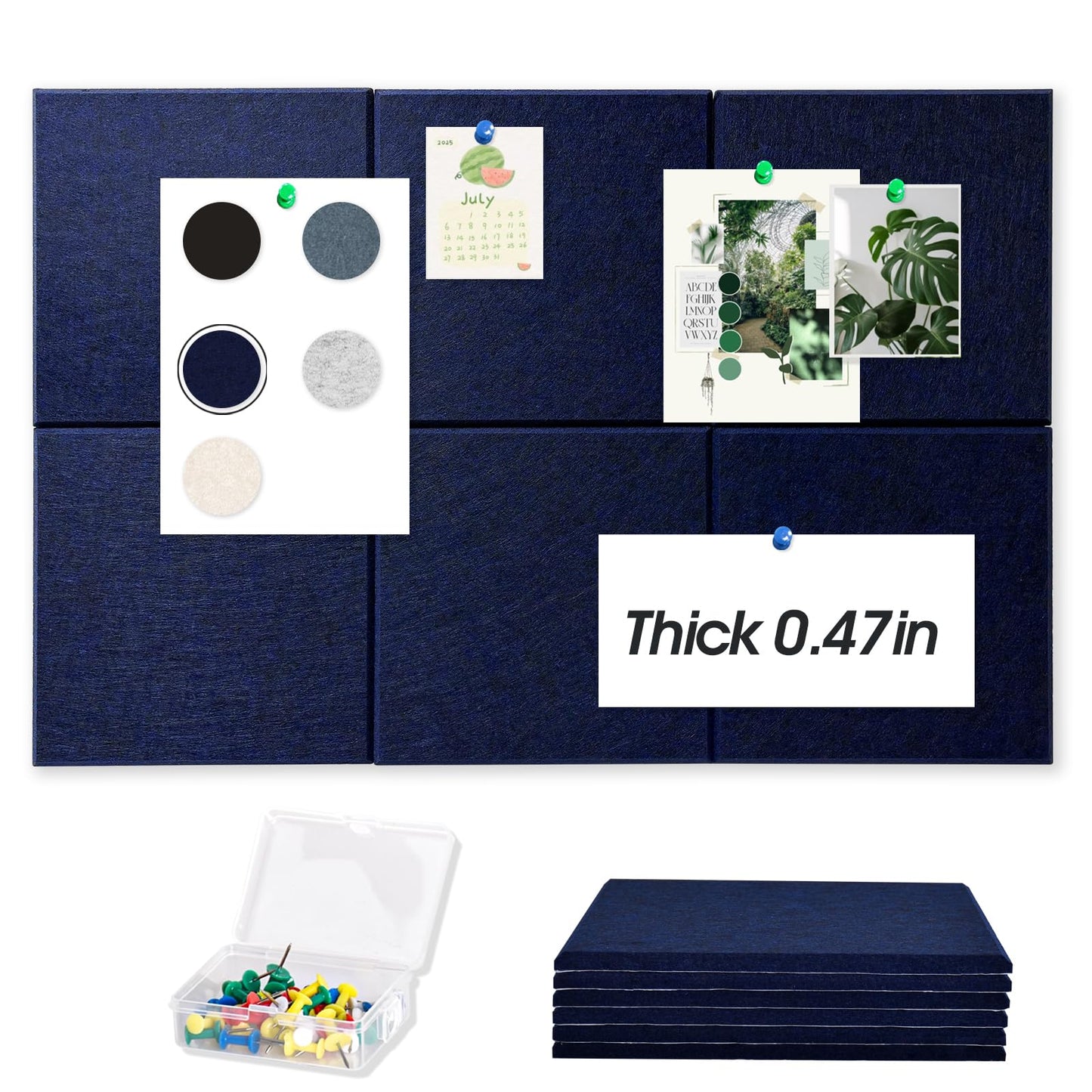 Thick Cork Board Tiles for Wall with Push Pins, Removable 36"x24"x0.47" Bulletin Board Sets, Magrowill 6 Packs Felt Panels Self-Adhesive Pin Board