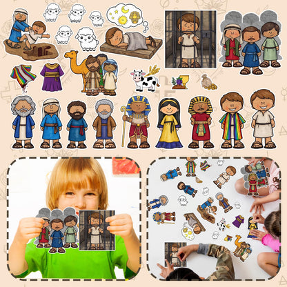 Teyva Daily 22 Pcs Bible Felt Board Stories Joseph Felt Figures Animals Bible Fairy Tales Flannel Board Stories for Classroom Storytelling Teaching