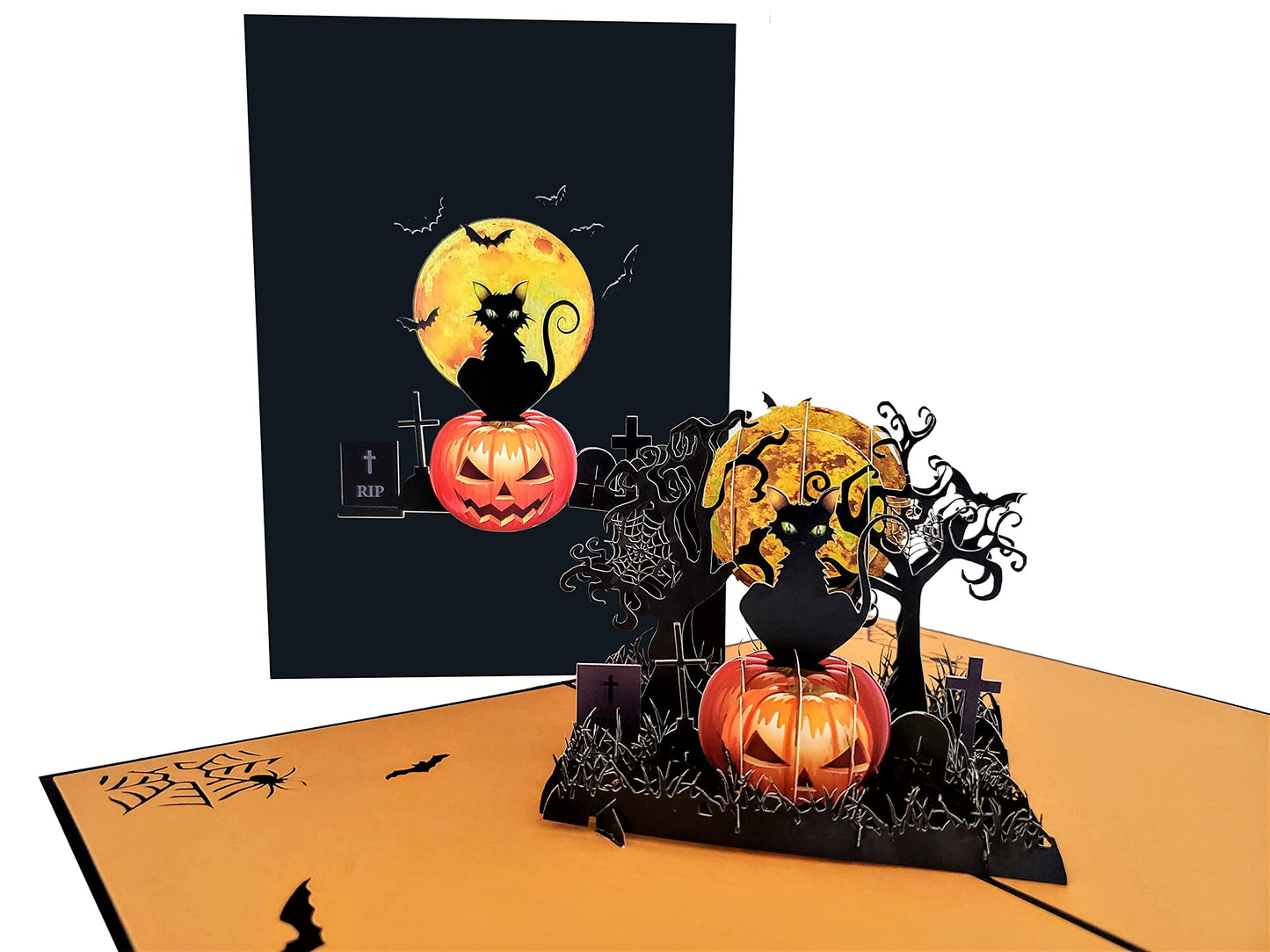 iGifts And Cards Halloween Black Cat 3D Pop-Up Card Haunted Nights 5"x7"