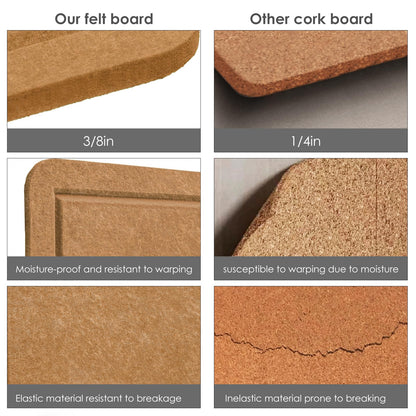 Bulletin Board, 24 x 18 inches Felt Board Decorative Pin Board, Cork Board Alternative for Wall, Foldable Photo Board Self-Adhesive Vision Board Mood Board with 20 Pushpins - Apricot