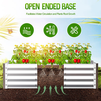Highpro Galvanized Raised Garden Bed Kit, 4×2×1ft Planter Box for Outdoor Gardening and Planting, Large Bottomless Metal for Vegetables, Herb, Fruits, Flower, Silver