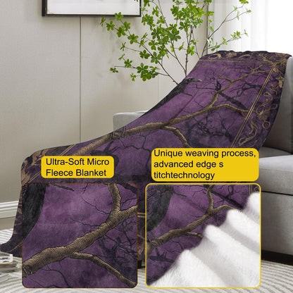 VANZEV Gothic Raven Fleece Blanket Gifts for Adults and Teens, Dark Fantasy Art Cozy Throw Blanket, Soft Warm Plush Blanket with Intricate Frame Design for Home Halloween Decor, 50x60 inches