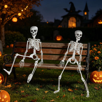 SUNREEK 3 ft Skeletons for Halloween, 36 inch Life Size Skeleton with Full Body Posable Joints, Halloween Plastic Skeleton for Outdoor Yard Patio Lawn Garden Haunted House Spooky Scene Decor (1)