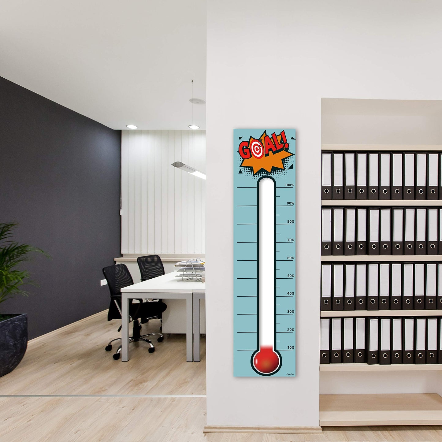 Goal Thermometer Chart Goal Tracker - 48"x12" Adhesive Dry Erase Fundraising Thermometer Sticker