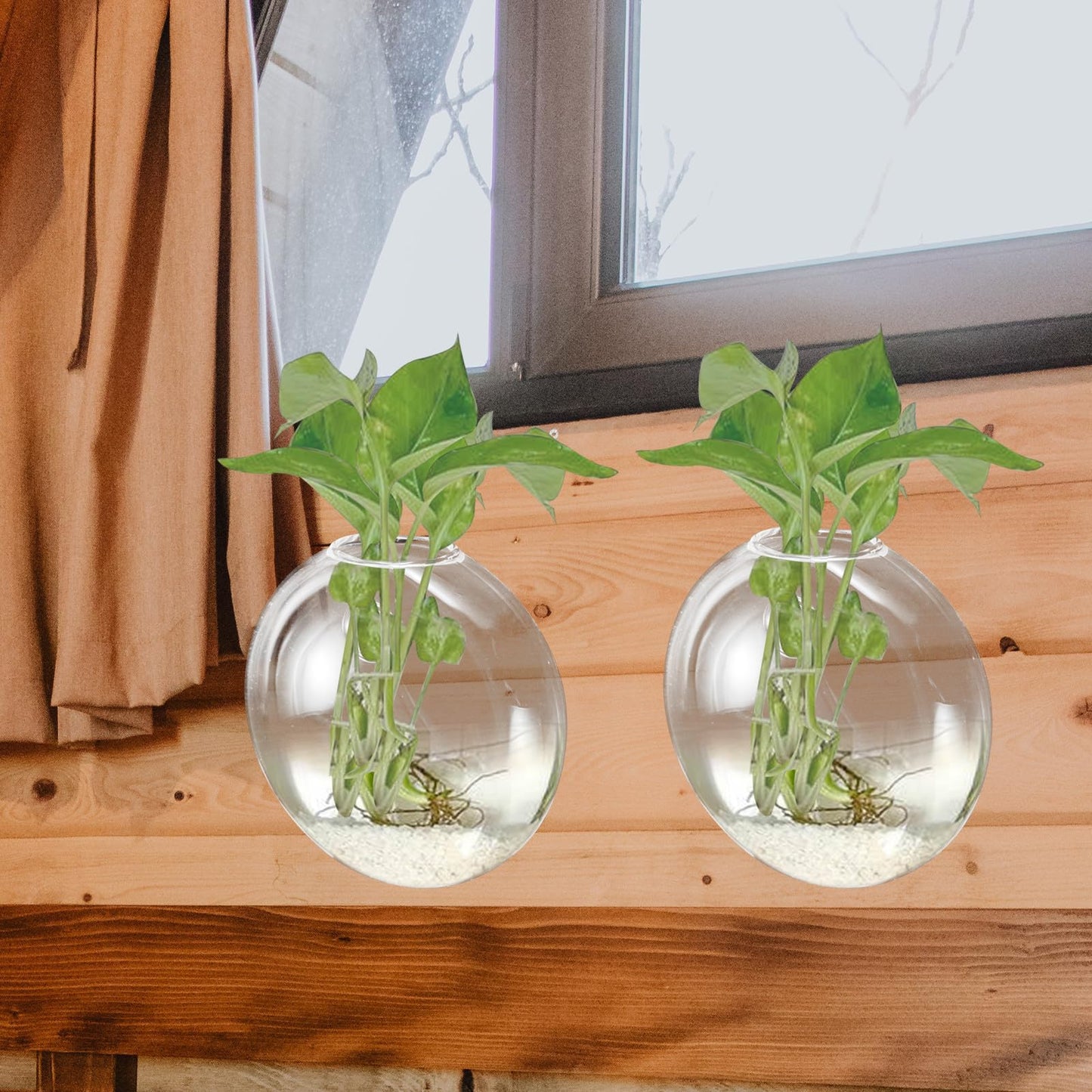 HOOWIFFY Wall Hanging Glass Vase Hydroponic Planter Terrarium Glass Pot for Indoor Plants Balcony Decor Home Gardening
