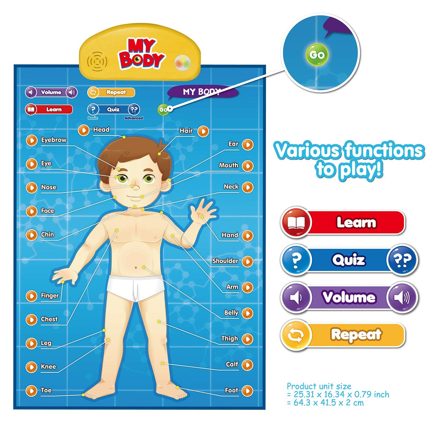 BEST LEARNING i-Poster My Body - Interactive Educational Human Anatomy Talking Toy for Kids Ages 5-12 to Learn Body Parts, Organs, Muscles and Bones Through Fun Sound and Quiz Modes