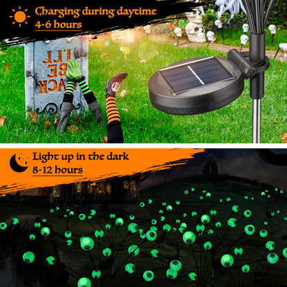 Flumy Halloween Decorations Outdoor, 2 Pack 16LED Solar Eyeball Lights, Scary Decor Lights Waterproof, for Backyard Landscape Lawn Solar Lightning, Garden Pathway Halloween Party Yard Patio