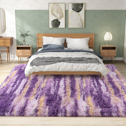 Ailyei Shag Rugs for Bedroom, 4x6 Abstract Purple Soft Fuzzy Rugs for Living Room, Fluffy Shaggy Plush Carpet Girls Kids Room Dorm Upgrade Non-Slip