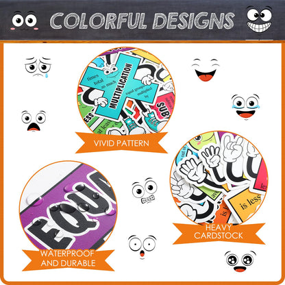Pasimy 10 Pcs Math Posters Math Symbol Posters Educational Learning Poster Math Signs with 80 Adhesive Glue Points Classroom Supplies for Teachers (Pasimy-Bulletin-45)