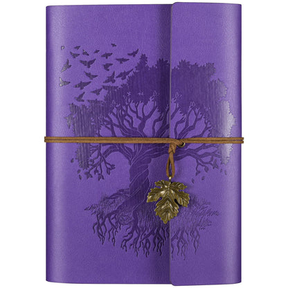 Leather Journals Notebooks with Blank Pages, Vintage Refillable Journal for Writing, Personal Travel Diary Art Sketchbook to Write in, Gifts for Women, Men, Teen Girls and Boys, 160 Pages (Purple, A5)