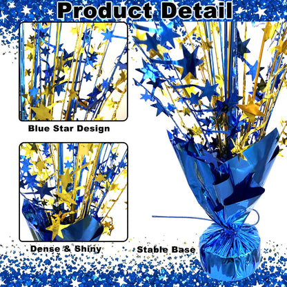 YinNorth 6 Pack Metallic Foil Spray Table Centerpiece Decoration Star Brust Glitter Table Topper Decor for Birthday Graduation Holiday Christmas New Year's Eve Celebration Party Supplies Gold and Blue