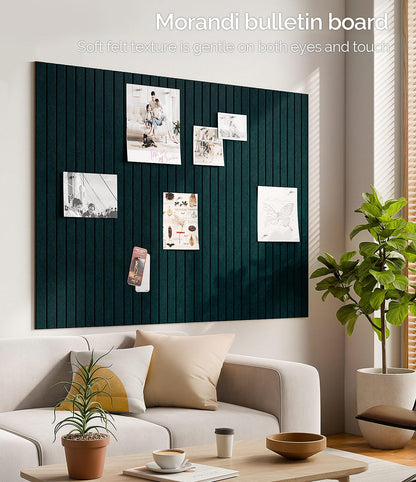 Bounmer Large Cork Board Alternative 48“ x 36”, 12-Pack Felt Bulletin Board Tiles with 60 Safe Removable Adhesive Tabs & 30 Pushpins, Cork Boards for Office Walls Decor (Pine Green)