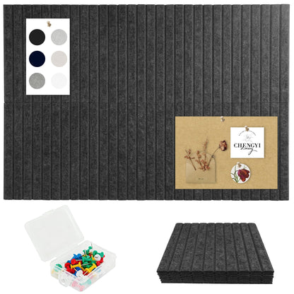 Cork Board Tiles for Wall with Push Pins, Removable 36" x 24" Slat Bulletin Board Sets, Adhesive Pin Board | Magrowill 6 Packs Felt Panels for Interior Wall Decor