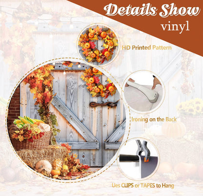 Fall Photo Backdrops for Photography, Pumpkin Thanksgiving Backdrop for Photoshoot, Orange Maple Leaves Harvest Friendsgiving Decorations 10x8ft