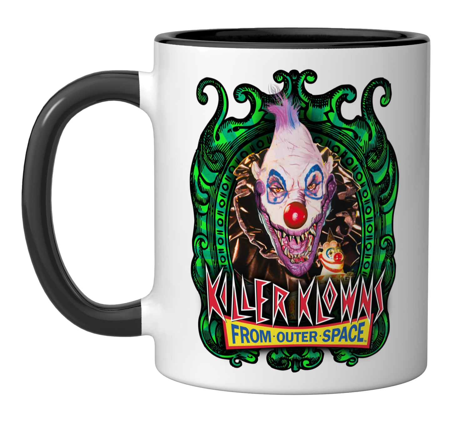Killer Klowns from Outer Space Klownzilla Portrait Frame Ceramic Mug, Black/White