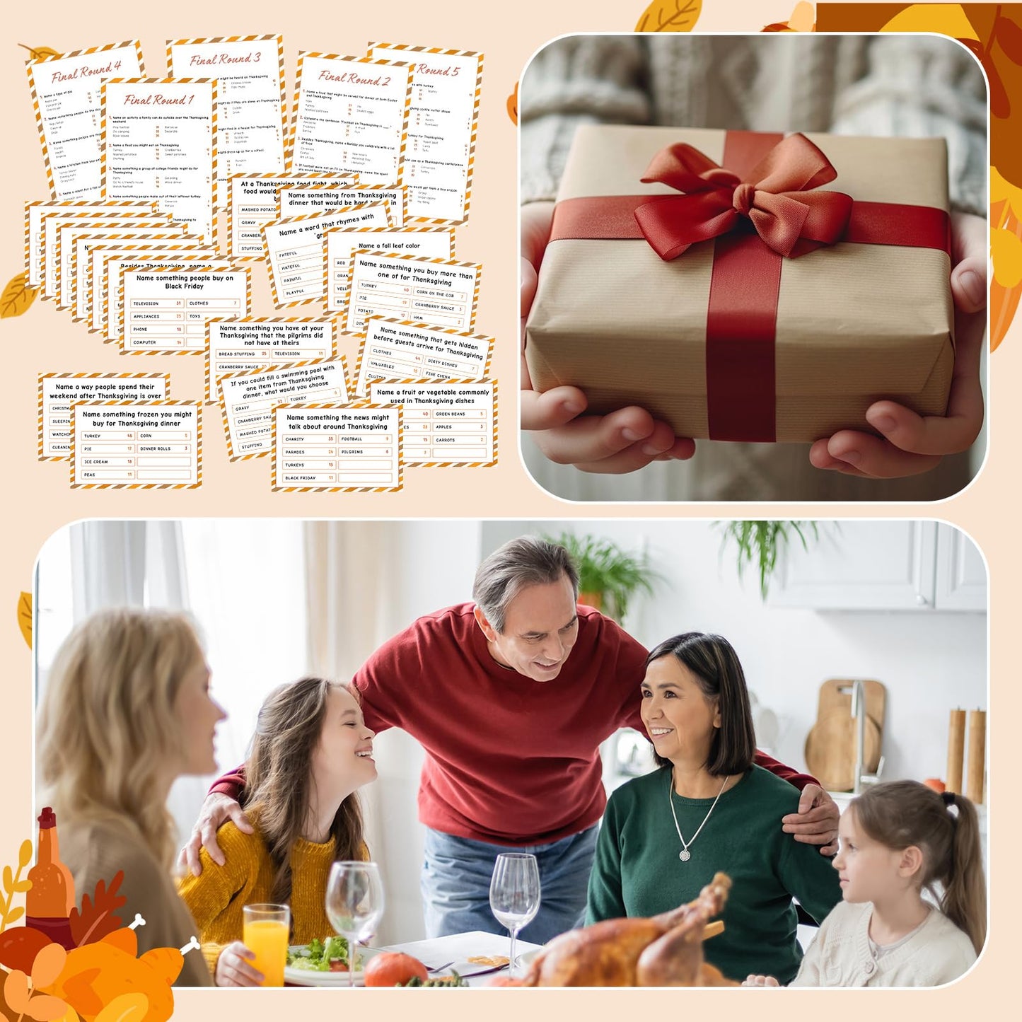 Humyoun Thanksgiving Day Friendly Feud Game with 2 Answer Buzzers, Fall Holiday Feud Cards, Family Game Night Fun Trivia Quiz for Friendsgiving Party Office Adults Class Groups Team Building