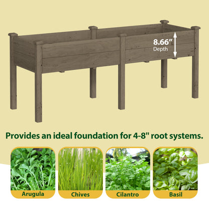 Yardenaler 72x23x30in Outdoor Raised Garden Bed with Legs, 2x6FT Elevated Wood Planted Box with Divider Panel & Drainage Hole, Ideal for Deep Rooted Vegetables, Flowers, Backyard and Patio, Brown