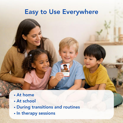 Visual Aid – Kids’ Communication Cards – 30 Durable 700gsm Flashcards for Needs & Feelings
