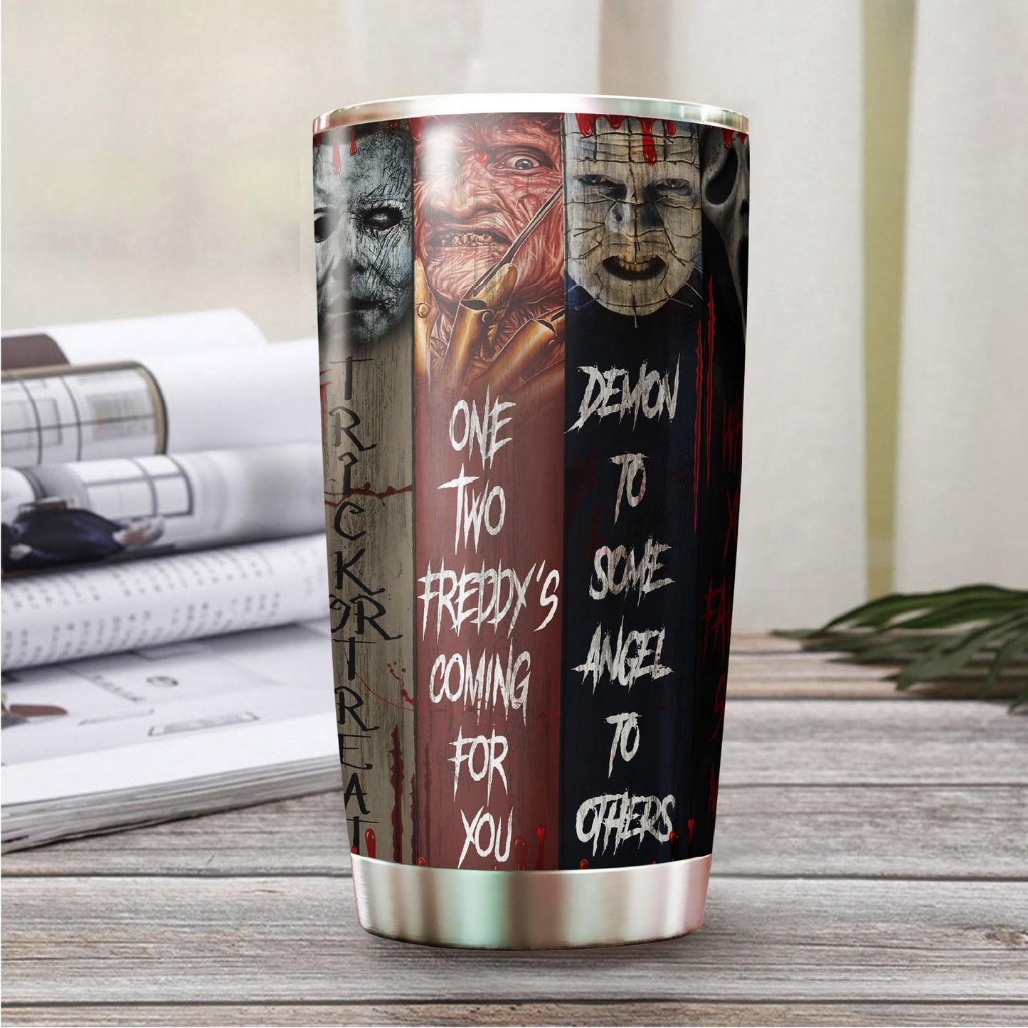 AstralWardrobe Horror Tumbler - Halloween Coffee Cup - Gifts for Men, Women on Birthday, Christmas - Horror Decorations - 20 Oz