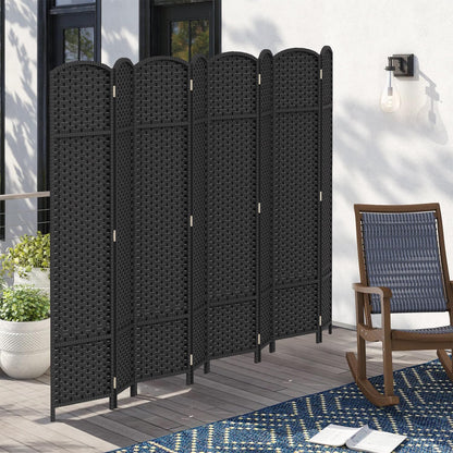 Room Divider 8 Panel Screen 5.6 Ft Tall Partition Room Dividers Black Privacy Screens Folding Room Separation Free Standing Waterproof Wood Frame Wall Divider