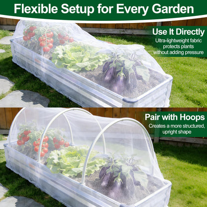 2 Pack Garden Netting for 4x2FT Raised Beds, Ultra-Fine Mesh Plant Covers with Drawstring, Bird, Pest & Small Animal Barrier for Vegetables, Fruits & Flowers
