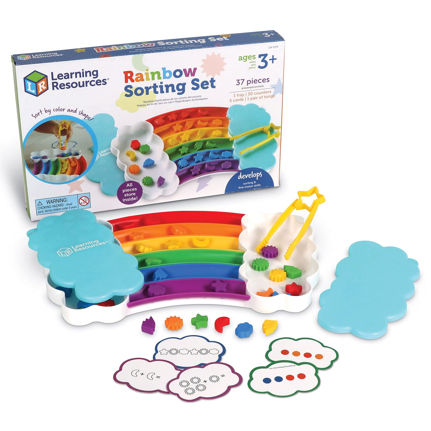 Learning Resources Rainbow Sorting Set , fine motor, sorting, patterning & addition skills, Toddler Educational Toys, sensory tray