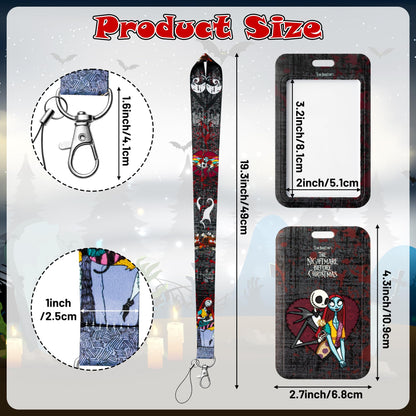 CFuguier Halloween Badge Holder Lanyards - 2 Sets Heavy Duty Halloween Goth ID Badge Card Holder Neck Lanyard Women Men Teacher Nursing Student Nurse Office School Cell Phone Keychain Wallet Car Keys