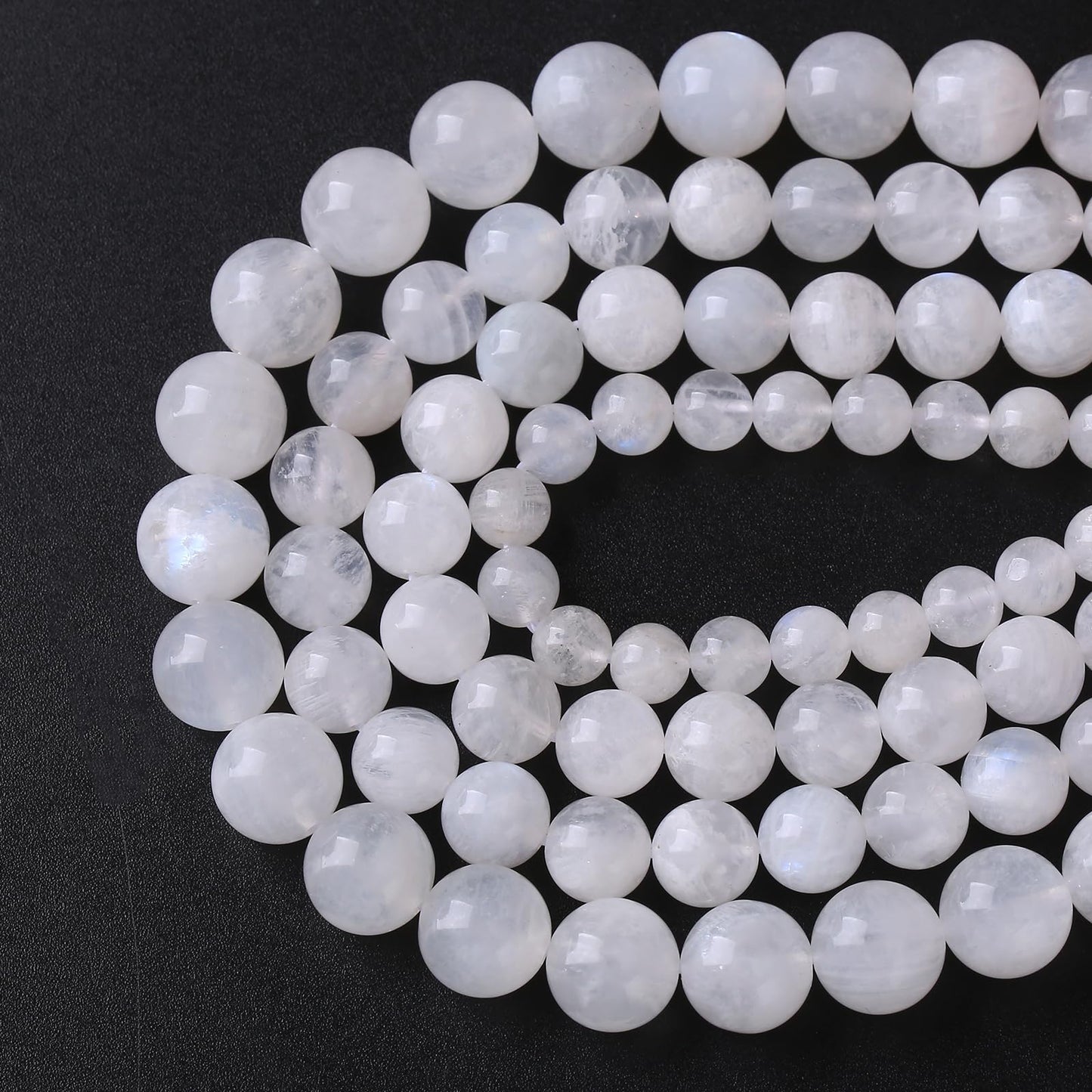 160PCS 4MM Natural Stone White Moonstone Gemstone Semi Precious Beads for Jewelry Making DIY Bracelet