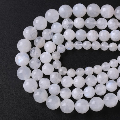 160PCS 4MM Natural Stone White Moonstone Gemstone Semi Precious Beads for Jewelry Making DIY Bracelet
