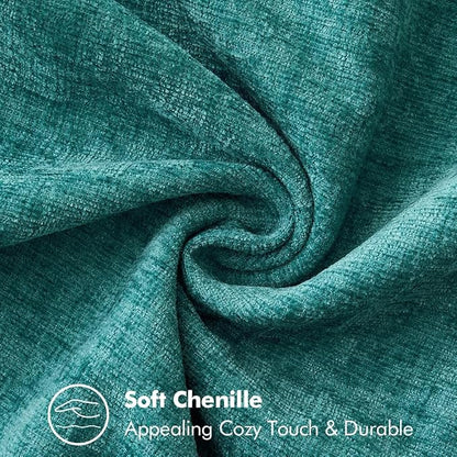 MIULEE Pack of 2 Couch Throw Pillow Covers 20x20 Inch Teal Farmhouse Decorative Pillow Covers with Stitched Edge Soft Chenille Solid Dyed Summer Pillow Covers for Sofa Bed Living Room