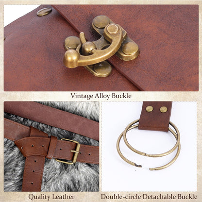 Renaissance Belt Pouch Set with Fanny Pack, Coin Purse, Viking Bracer Hook & Skirt Hike Loop for Faire & Cosplay Belt