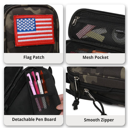 Pencil Case Big Capacity High Large Storage Tactical Small Tool Pouch Bag Marker Pen Case Stationery Bag Travel Holder School College Office Organizer for Kids Men Women Adult Teens (Camo-Black)