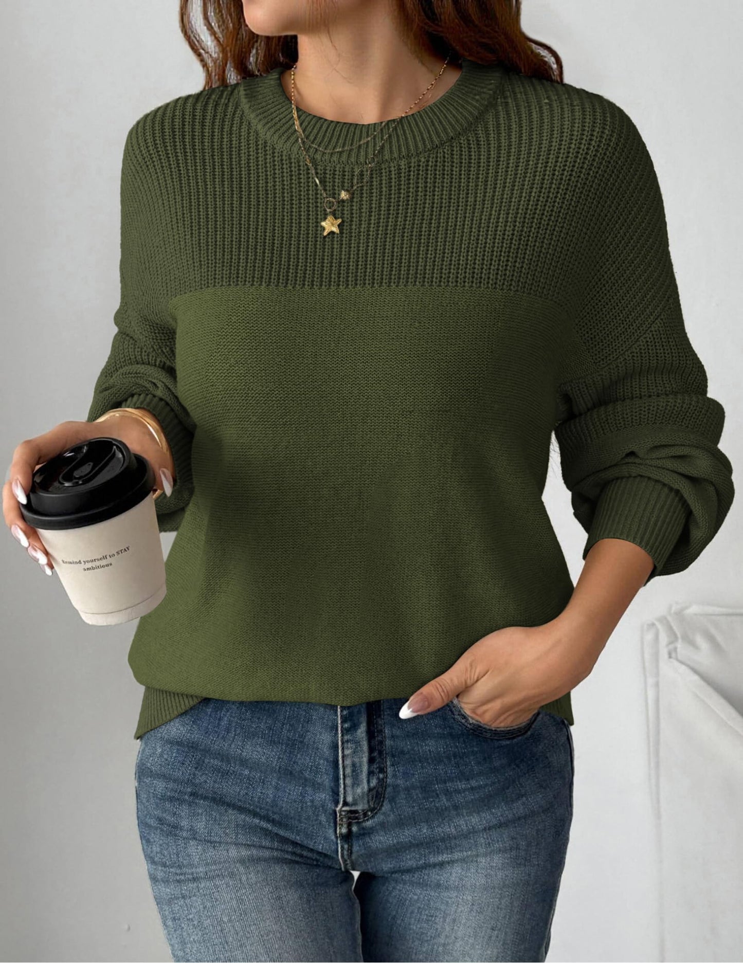 Zeagoo Women's 2025 Fall Chunky Knit Sweater Oversized Crewneck Long Sleeve Winter Cotton Pullover Sweaters Jumper Tops