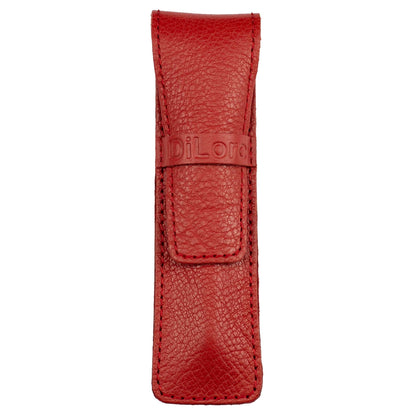 DiLoro Full Grain Thick Buffalo Leather Single Pen Case Holder Buffalo Red