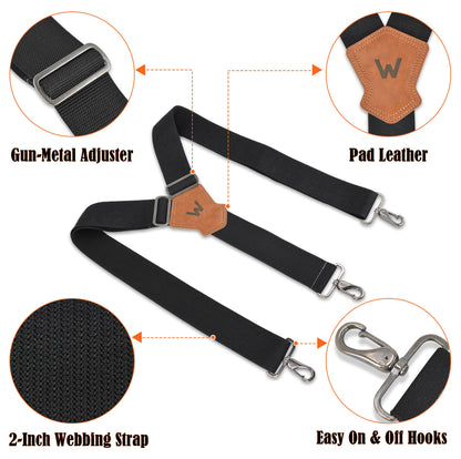 WELKINLAND 2Inch Y-Back Mens Suspenders, Heavy-Duty Suspenders Y Back, Wide Mens Suspender Hooks for Jeans Heavy Duty, Black Men Suspender Pants