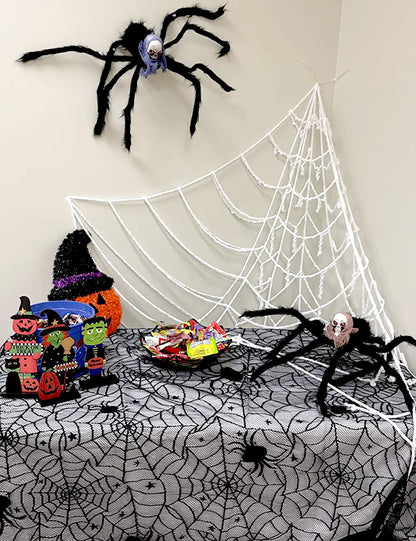 Halloween Table Cloth, Black Spider Web Lace Tablecloth for Rectangle Tables, Gothic Halloween Decor for Masquerade, Scary Movie Nights, Dinner Party Table Decorations 54 x 72 inch
