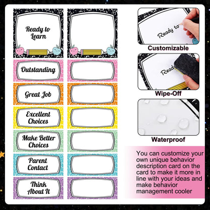 AmazingSpark 57 Pcs Classroom Behavior Chart for Student Management Kids Tracking Chart Hanging Creative Bulletin Board with 40 Clips for School Preschool Child Care(Composition Book)