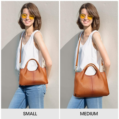 Kattee Leather Purses and Handbags for Women, Medium Crossbody Bags Trendy, Soft Shoulder Satchel Bags, Sorrel