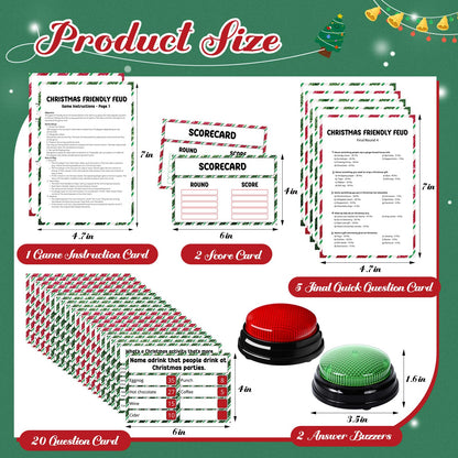 Humyoun Christmas Friendly Feud Game with 2 Answer Buzzers, Holiday Feud Cards for Family Game Night Fun Trivia Quiz for Xmas Party Office Class Groups Team Building