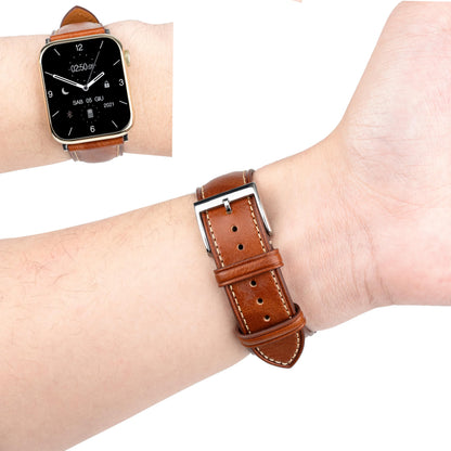 Gomvadr Leather Bands Compatible with Men's Apple Watch Band 49mm Ultra, Replacement Leather Strap for Mens iWatch Ultra 3/2/1 (Cognac/Silver, Ultra 2/1)