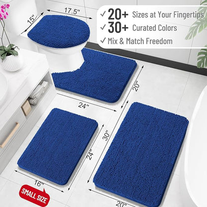 OLANLY Large Bathroom Rugs 45x27, Extra Soft Absorbent Chenille Bath Rugs, Rubber Backing Quick Dry, Machine Washable Bath Mats for Bathroom Floor, Tub and Shower, Home Decor Accessories, Royal Blue