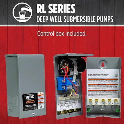 Red Lion RL22G10-3W2V 4-inch Submersible Deep Well Pump with Control Box, 1 HP, 22 GPM, 3-Wire, 230-Volt, Steel, 14942409