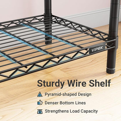 VIPEK V5C Portable Closet Wardrobe Bedroom Armoires Heavy Duty Covered Clothing Rack, Black Metal with Grey Oxford Fabric Cover, Adjustable Custom, 68.9" Lx15.7 Wx76.4 H
