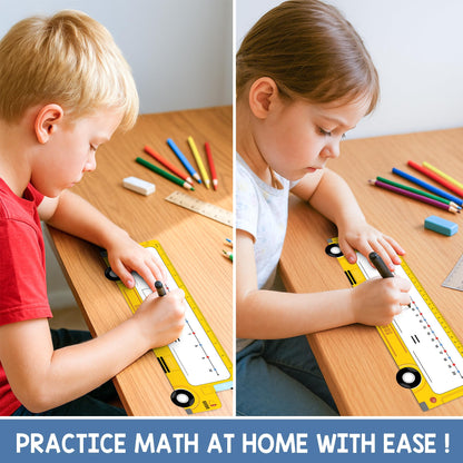 BrightenKidz 26-Pack School Bus Number Line Dry Erase Boards Cards, 14"x4", Double-Sided, 0-10 on One Side & 0-20 on Other Side, Math Manipulatives for Student, Education Classroom Must Haves