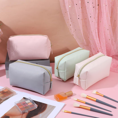 hidyuuoo 8 Pcs Makeup Bag Pu Leather Cosmetic Pouch Waterproof Small Toiletry Bag Portable Cosmetic Organizer Water Resistant Storage Purse for Lady Women Daily Storage Travel Organizer (Medium)