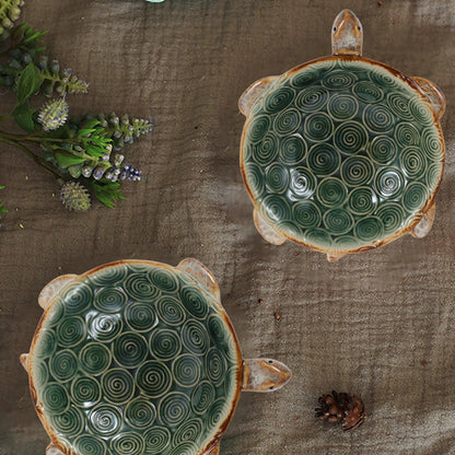 PACKOVE Ceramic Turtle Jewelry Plate Tray Organizer 6.69X5.11X1.57In for Rings Earrings Necklaces Bracelets Decorative Trinket Dish Desktop Storage
